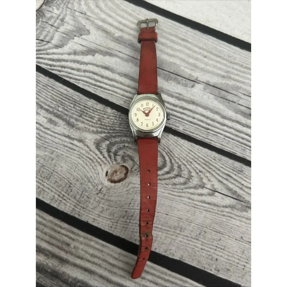 Vintage 1950’s Mickey Mouse Chrome Plated Bezel Wind Watch